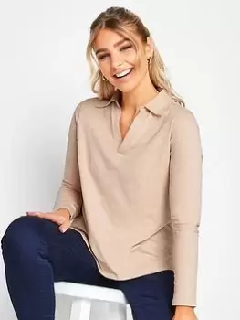 Image of M&Co Blush Collar Top, Pink, Size 16, Women