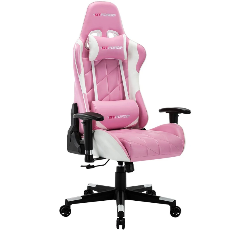 Image of Gtforce Pro Gt Reclining Sports Racing Gaming Office Desk PC Car Faux Leather Chair (Pink)