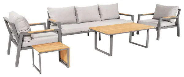Image of Pacific Pacific Stockholm 5 Seater Aluminium Garden Sofa Set - Grey