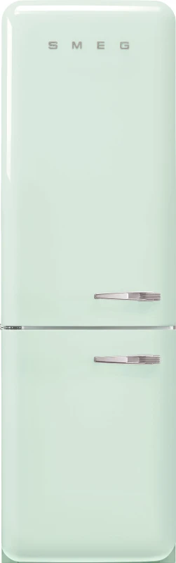 Image of Smeg 331 Litre Fifties Style Left Hand Hinge 70/30 Fridge Freezer - Pastel Green FAB32LPG6UK Green