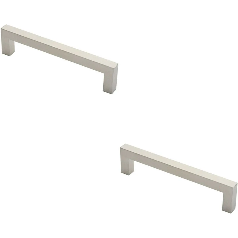 Image of Loops 2x Square Mitred Door Pull Handle 244 x 19mm 225mm Fixing Centres Satin Steel Metallics unisex