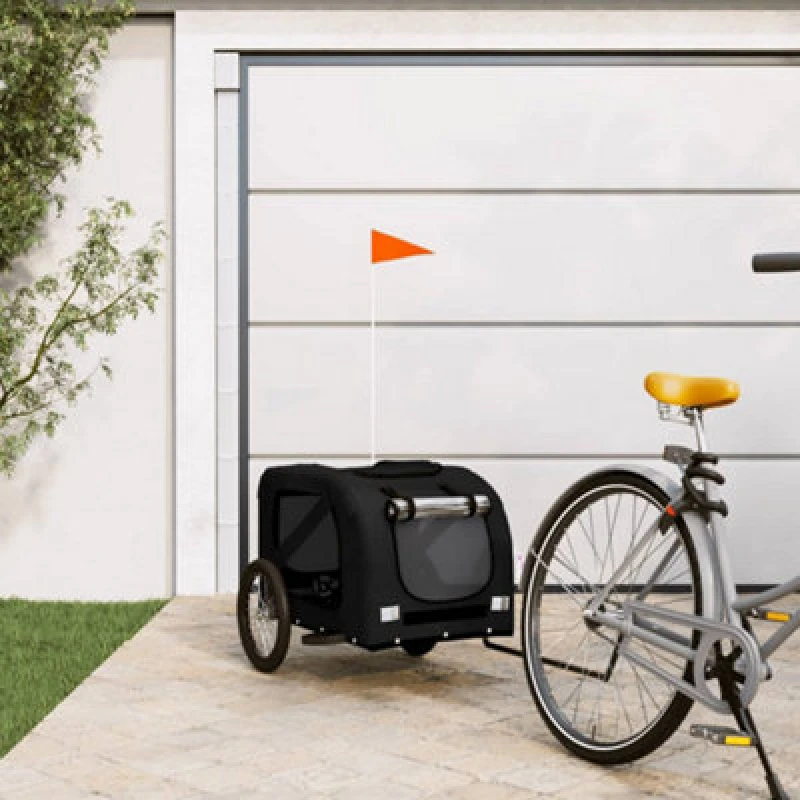 Image of VIDAXL Pet Bike Trailer Black Oxford Fabric and Iron vidaXL 93884