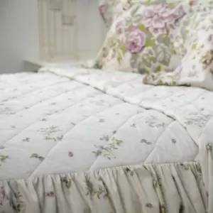 Image of Belledorm - Rose Boutique Fitted Bedspread (Kingsize) (Ivory/Pink/Green) - Ivory/Pink/Green