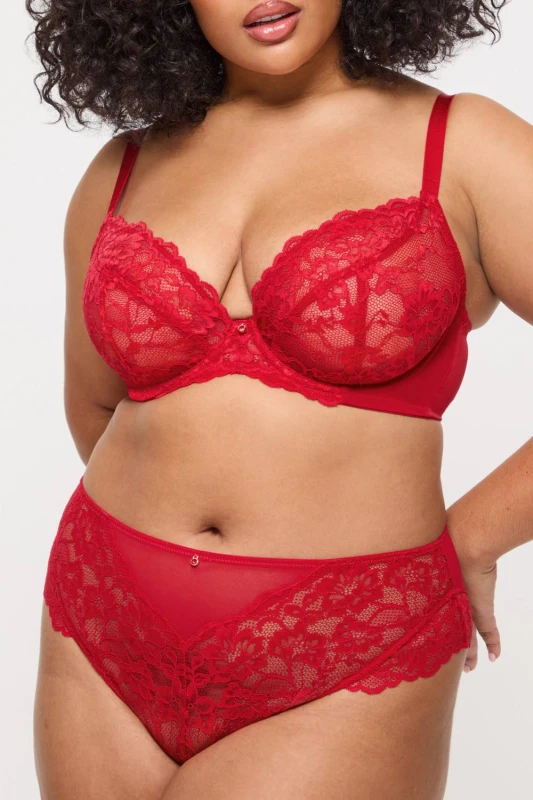 Image of Ann Summers Sexy Lace Fuller Bust Non Padded Plunge Bra Red