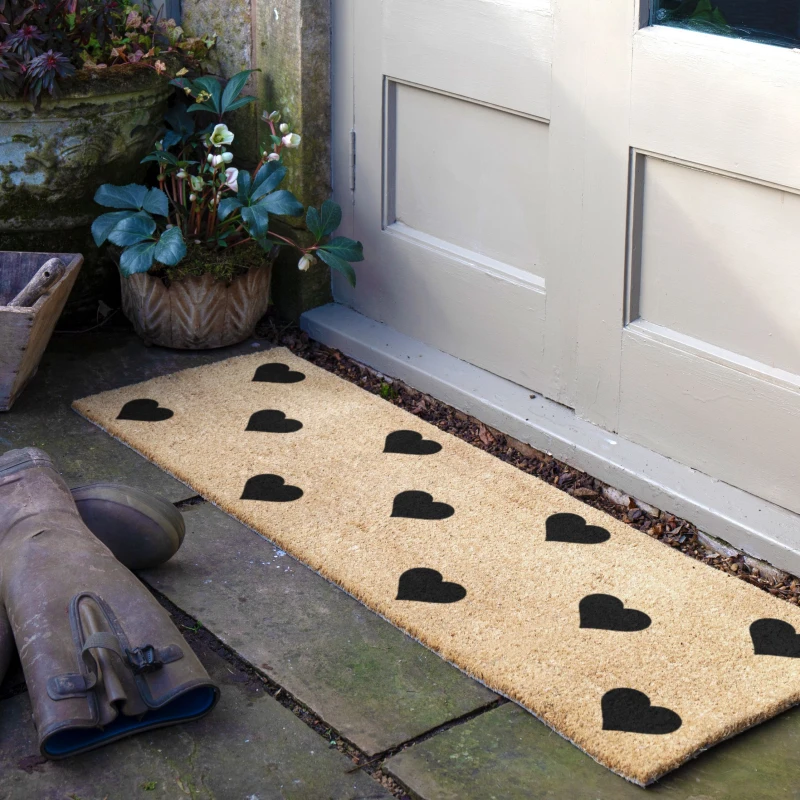 Image of Artsy Mats Hearts Patio Doormat Beige unisex