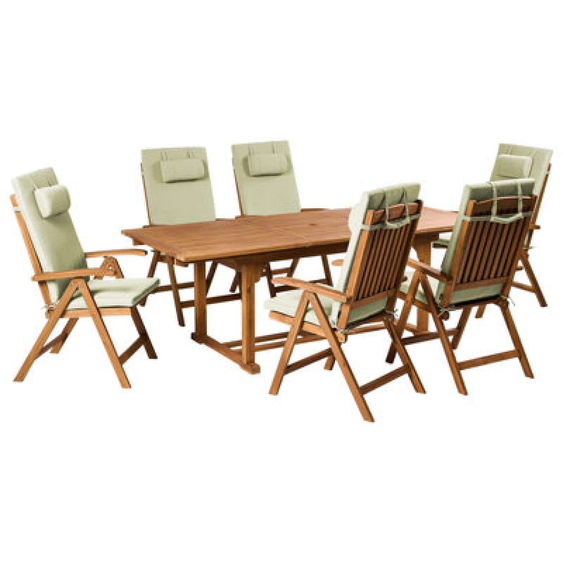 Image of Beliani Garden Dining Set 6 Seater Java Premium Acacia Wood Green