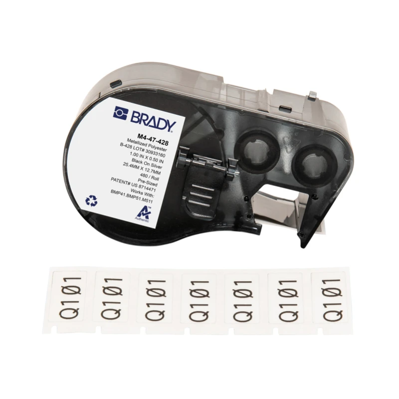 Image of Brady M4-47-428 printer label Black. White Self-adhesive printer label