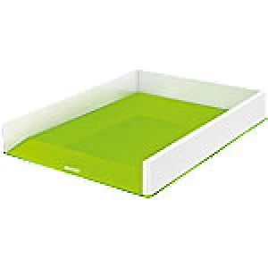 Image of Leitz Letter Tray WOW Duo Polystyrene Green, White 26.6 x 35.7 x 4.9 cm