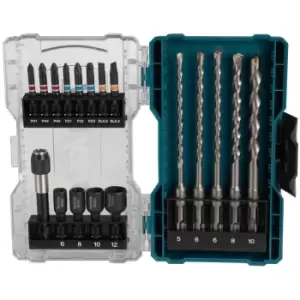 Image of Makita 18 Piece SDS Plus Drill and Screwdriver Bit Set