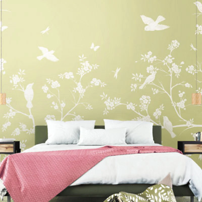 Image of Origin Murals Blossom Trail - Soft Green Matt Smooth Paste The Wall Mural 350Cm Wide X 280Cm High