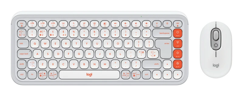 Image of Logitech Pop Icon Combo Wireless Keyboard & Mouse Set - White 5099206127760