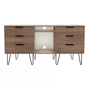 Image of Hirato Ready Assembled 6 Drawer TV Unit Carini Walnut