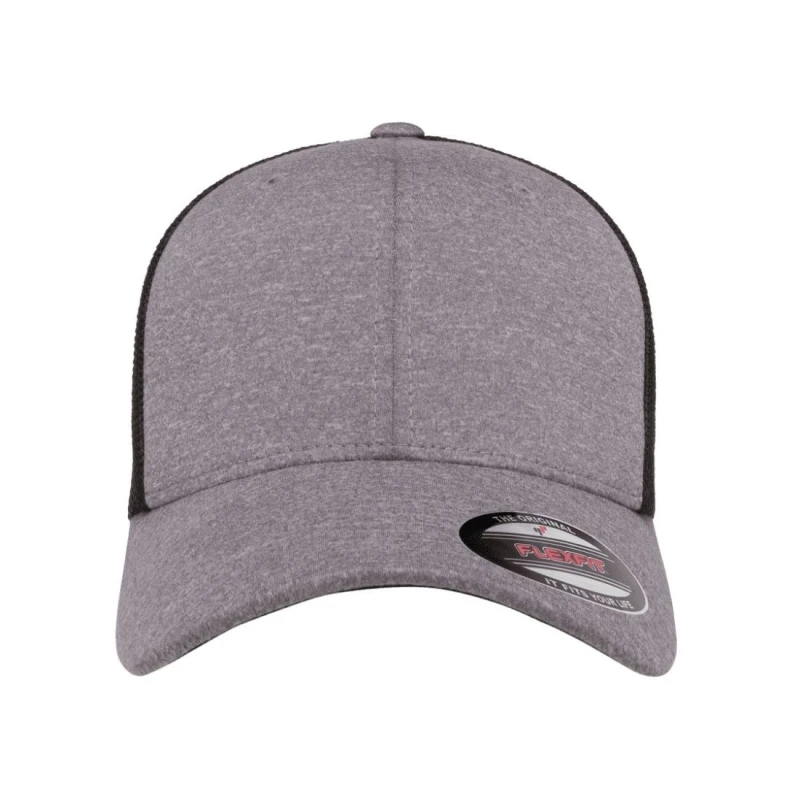 Image of Flexfit by Yupoong Mens Melange Mesh Trucker Cap in Mid Grey Mid Grey Male One Size