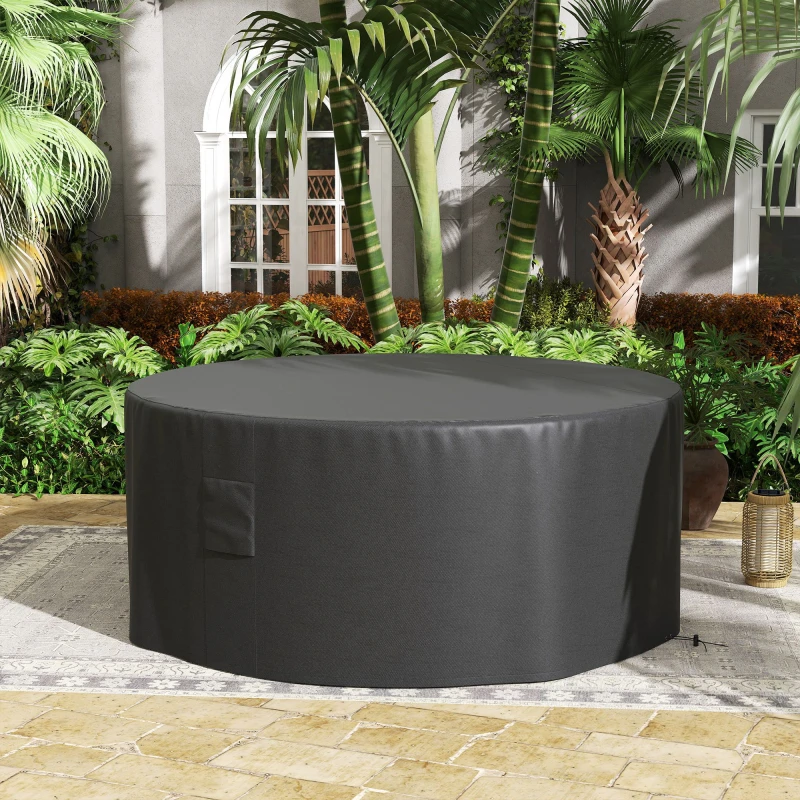 Image of Outsunny Large Outdoor Set Round Cover Garden Furniture Waterproof, Black 84B-352V00BK
