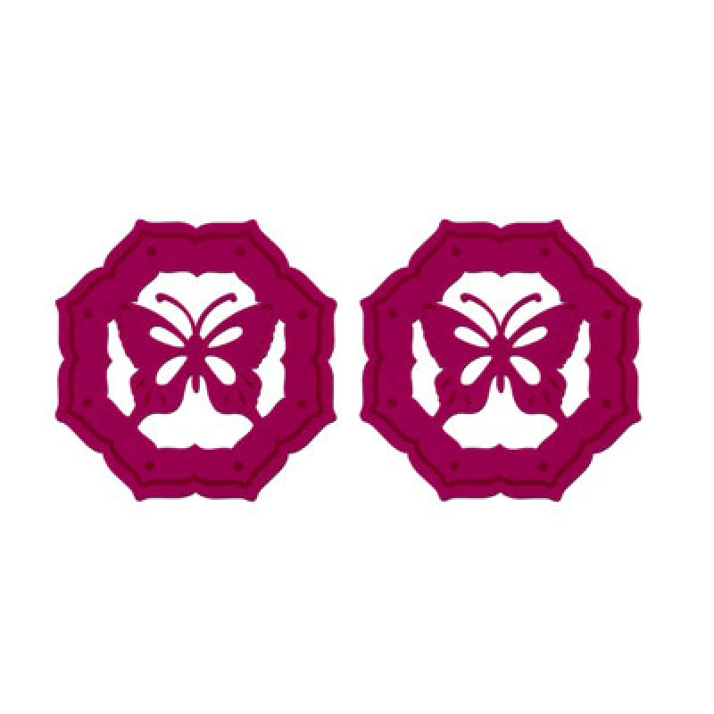 Image of Premier Housewares Felt Place Settings Hot Pink Butterfly Hexagonal Placemats Pink