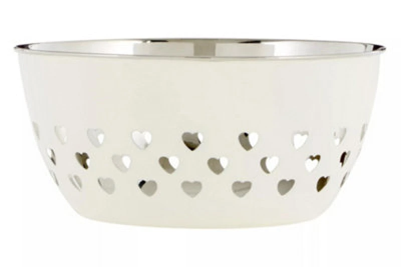 Image of Premier Housewares Hearts Design Bowl Ivory