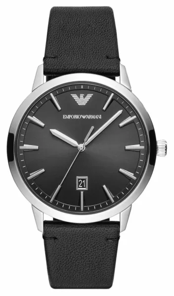 Image of Emporio Armani AR11193 Mens Black Dial Black Leather Watch