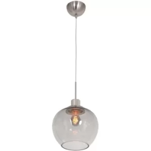 Image of Sienna Lotus Dome Pendant Ceiling Lights Steel Brushed, Glass Transparent Grey