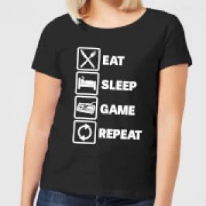 Image of Eat Sleep Game Repeat Womens T-Shirt - Black - 4XL