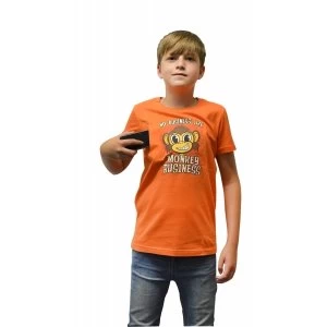 Image of Digital Dudz Kids Unisex Moving Eyes Monkey Business Digital Medium Orange T-Shirt