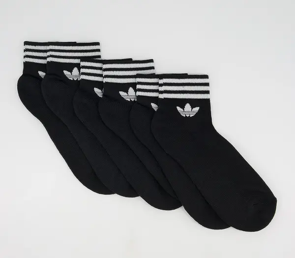 Image of Adidas Trefoil Ankle Socks 3 Pack Black, L