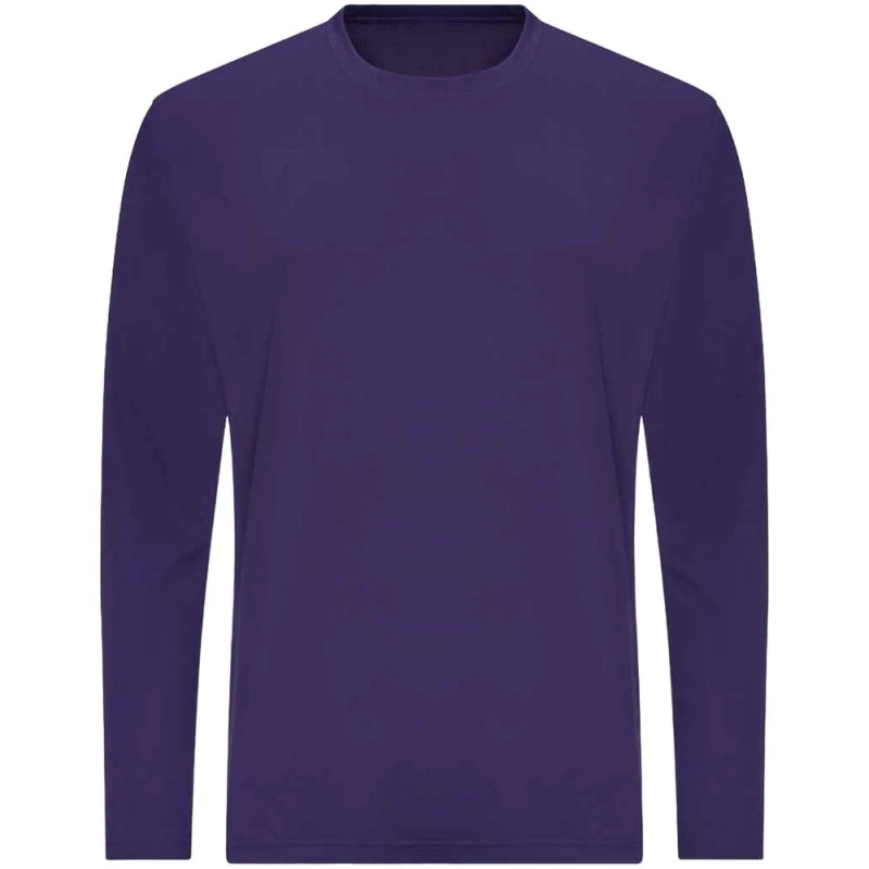 Image of AWDis AWDis Men Just Cool Long Sleeve Cool Sports Performance Plain T-Shirt in Purple Size: Small Purple S Male 5063470744701