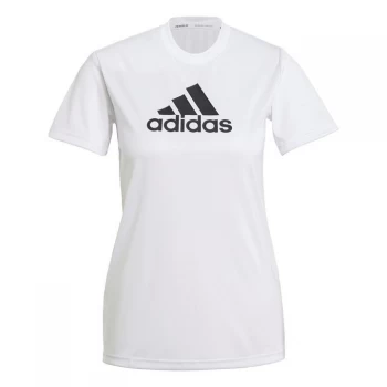 Image of adidas Primeblue Designed 2 Move Logo Sport T-Shirt Women - White / Black