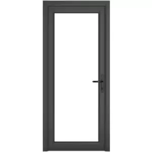 Image of Crystal uPVC Single Door Full Glass Left Hand Open In 920mm x 2090mm Clear Double Glazed Grey/White (each)