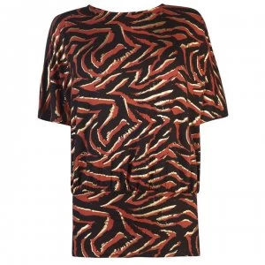 Image of Biba Tiger Foil Top - Tobacco