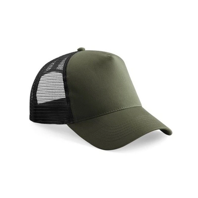 Image of Beechfield Contrast Panel Trucker Cap in Dark Olive Dark Olive Unisex One Size
