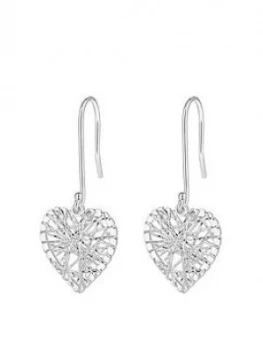 Image of Simply Silver Sterling Silver Diamond Cut Cage Heart Drop Earrings