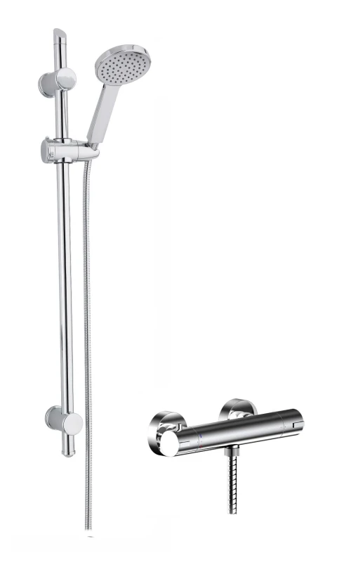 Image of Balterley Thermostatic Bar Valve Water Saving Slide Rail Kit Shower Chrome Silver