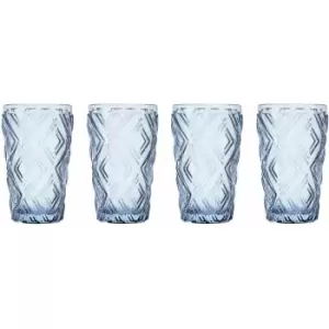 Image of Set of Four Fleur Blue Highball Glasses - Premier Housewares