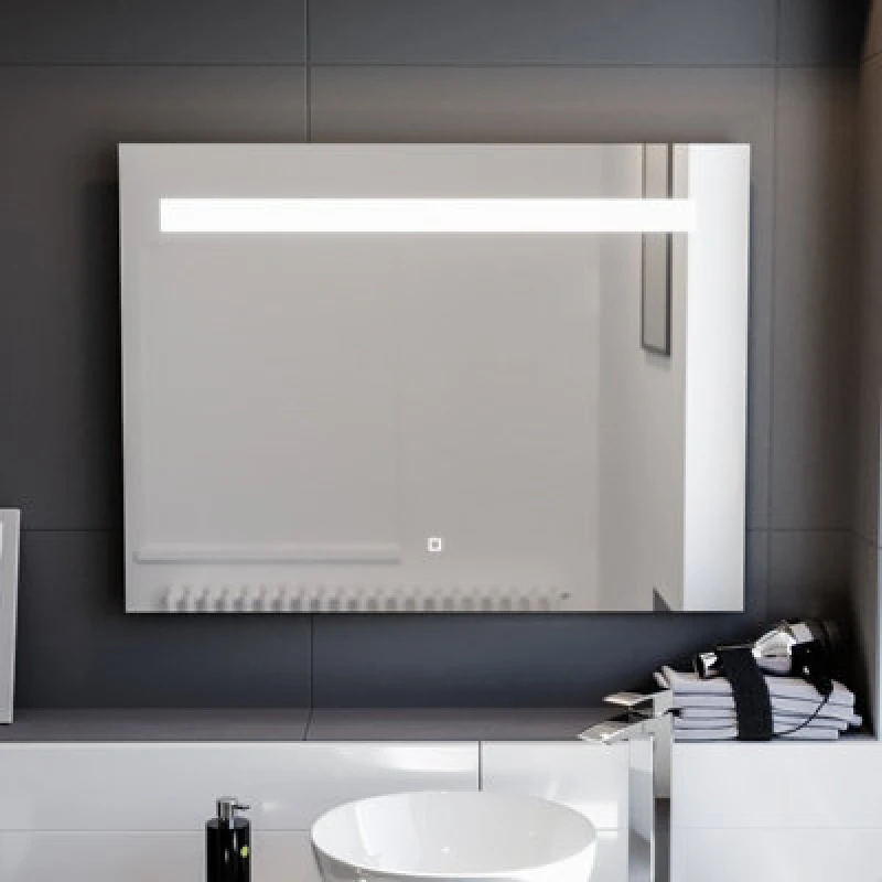 Image of Nes Home 800X600mm LED Bathroom Mirror With Anti-Fog Function, Touch Sensor Switch, Cool White Lighting Vertical & Horizontal