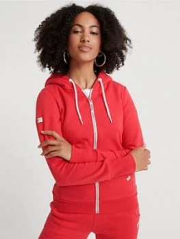 Image of Superdry LA Athletic Zip Through Hoodie - Red , Red, Size 8, Women