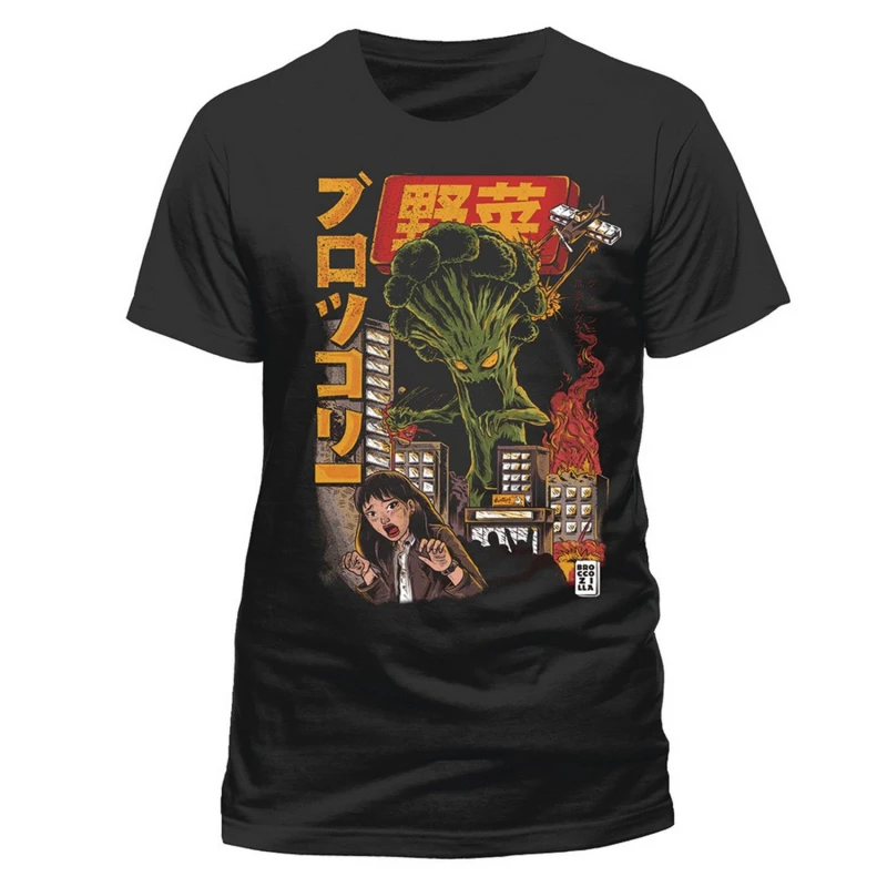 Image of Ilustrata Ilustrata Men Broccozilla Short-Sleeved T-Shirt in Black Size: Small Black S Male 5059699247499