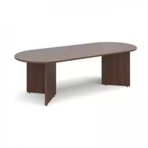 Image of Arrow head leg radial end boardroom table 2400mm x 1000mm - walnut