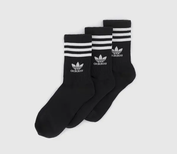 Image of Adidas Mid Cut Crew Sock 3pack Black, S