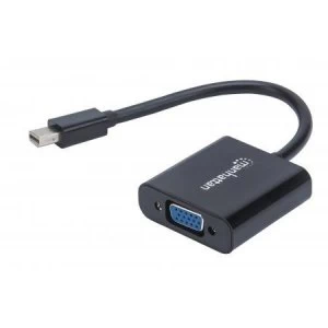Image of Manhattan Mini DisplayPort to VGA Adapter Cable 1080p Active Male to Female 1920x1080p@60Hz (1080p Full HD) 19.5cm Black Polybag