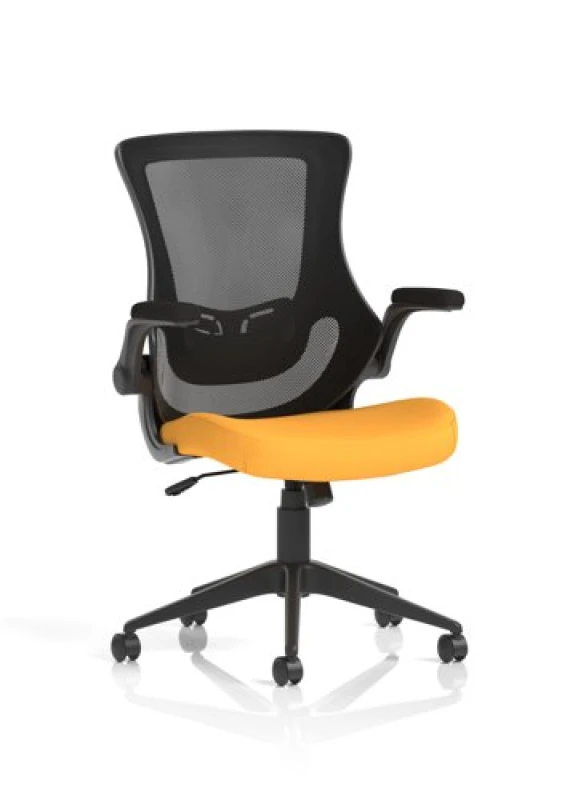 Image of Orbit Orbit Black Mesh Back Chair Bespoke Colour Seat Senna Yellow KCUP2141