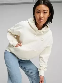 Image of Puma Classics Oversized Hoodie Fl, Off White, Size L, Women