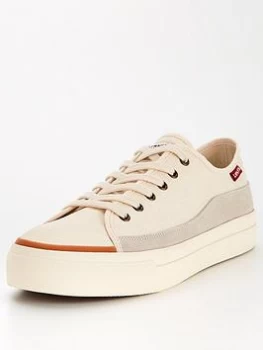Image of Levis Square Canvas Lace Up Trainer - Ecru , Ecru, Size 9, Men