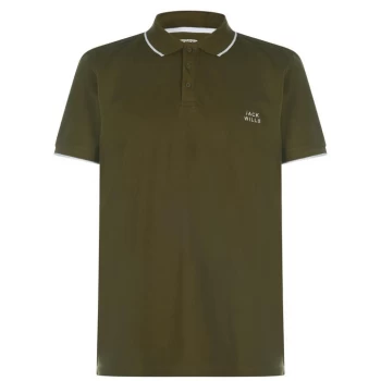 Image of Jack Wills Edgeware Contrast Tipped Polo - Olive