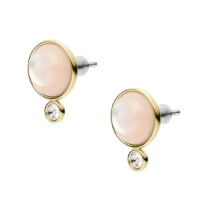 Image of Ladies Fossil Sutton Pink Mother-of-Pearl Stud Earrings
