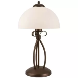 Image of Adelle Table Lamp With Shade With Glass Shade, Brown, 1x E27