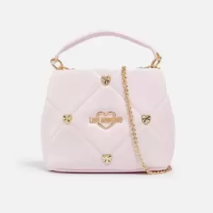 Image of Love Moschino Womens Borsa Heart Studs Top Handle Bag - Powder