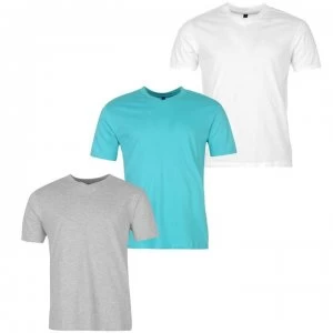 Image of Donnay Three Pack V Neck T Shirt Mens - Wht/Aqua/GreyM
