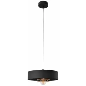 Image of Helam Babilon Cylindrical Pendant Ceiling Light Black, Rose Gold 30cm