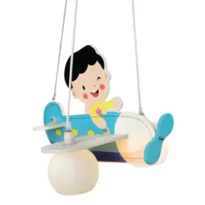 Image of Airplane Childrens Pendant Aeroplane Light Blue, White