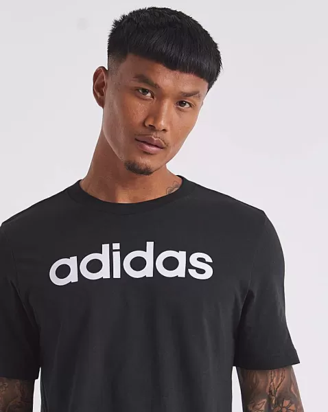 Image of Adidas Plus Size Linear Logo T-Shirt - Black